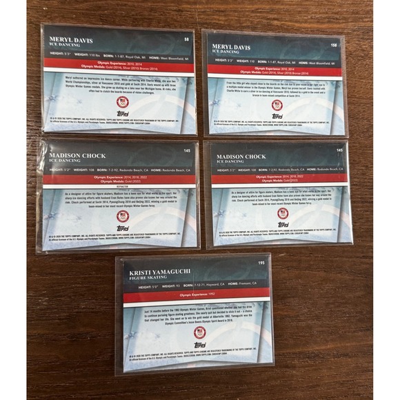 26 Topps Chrome US Olympic Figure Skating Lot Kristi Yamaguchi M Davis Chock - Picture 2 of 2